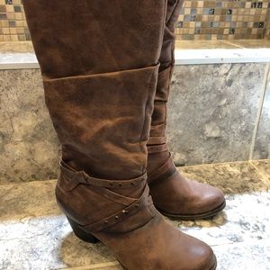 Women’s thigh high brown boots